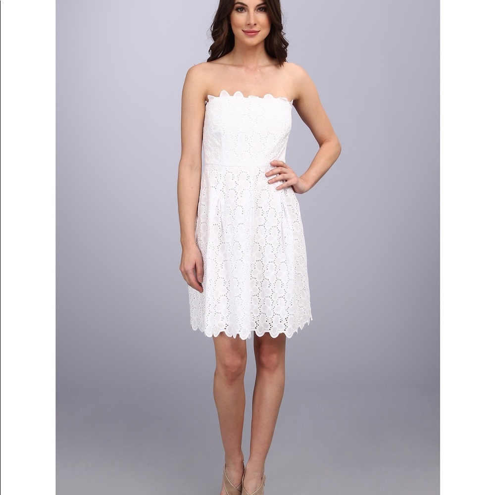 Shoshanna White strapless eyelet dress